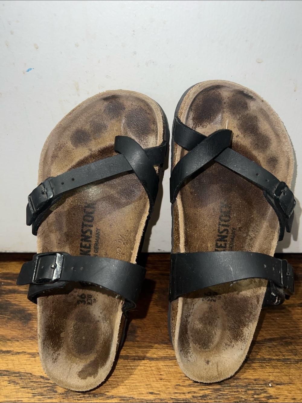 Birkenstock Black Leather Slide Sandals